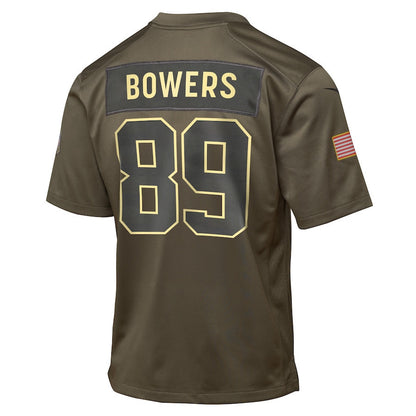 Brock Bowers 89 Las Vegas Raiders 2025 Salute to Service YOUTH Jersey - Olive