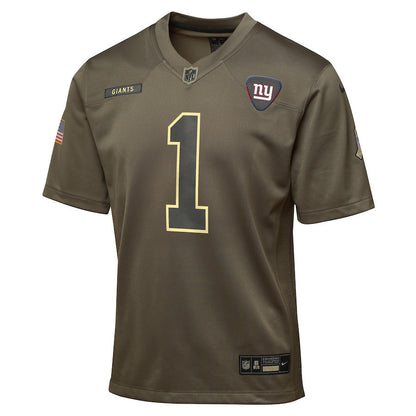 Malik Nabers 1 New York Giants 2025 Salute to Service YOUTH Jersey - Olive