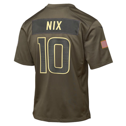 Bo Nix 10 Denver Broncos 2025 Salute to Service YOUTH Jersey - Olive