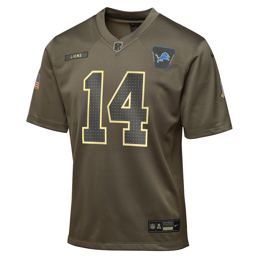 Amon-Ra St. Brown 14 Detroit Lions 2025 Salute to Service YOUTH Jersey - Olive