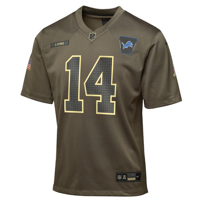 Amon-Ra St. Brown 14 Detroit Lions 2025 Salute to Service YOUTH Jersey - Olive