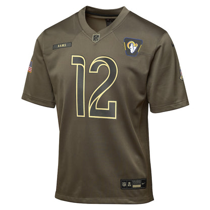 Puka Nacua 12 Los Angeles Rams 2025 Salute to Service YOUTH Jersey - Olive