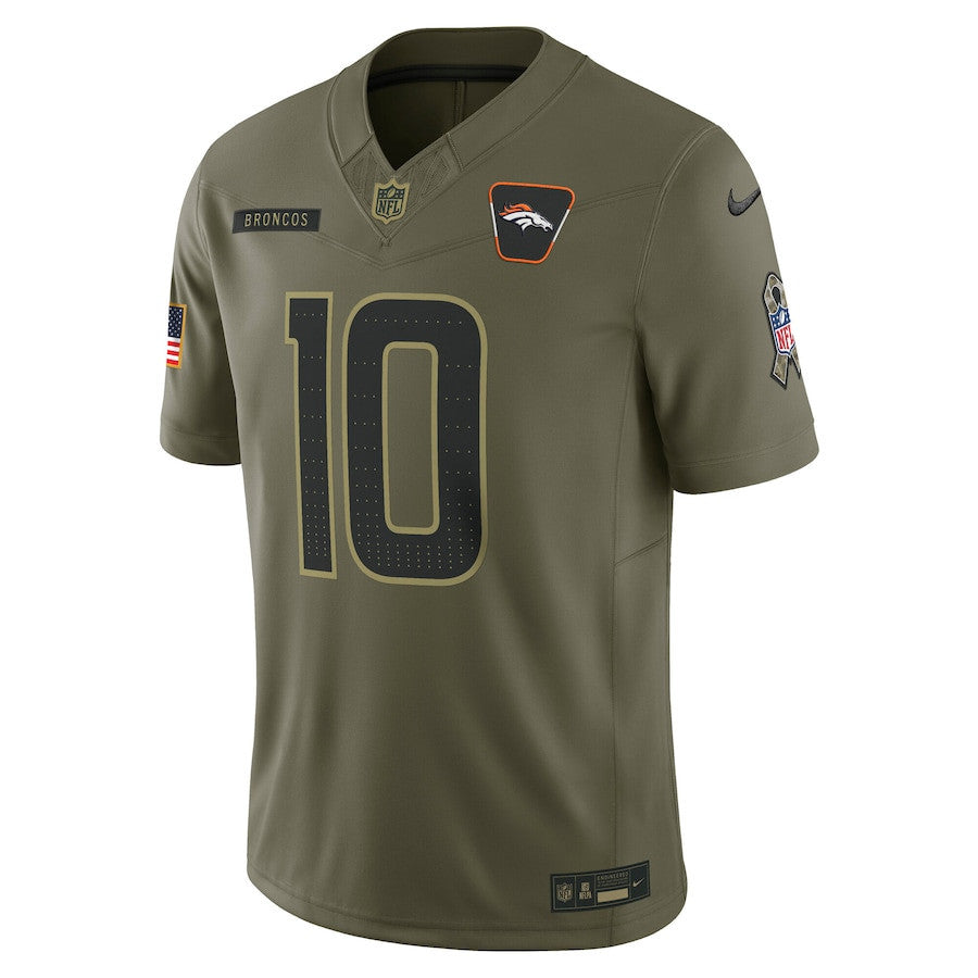 Bo Nix 10 Denver Broncos 2025 Salute To Service Men Jersey - Olive