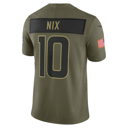 Bo Nix 10 Denver Broncos 2025 Salute To Service Men Jersey - Olive