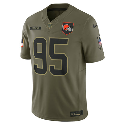 Myles Garrett 95 Cleveland Browns 2025 Salute To Service Men Jersey - Olive