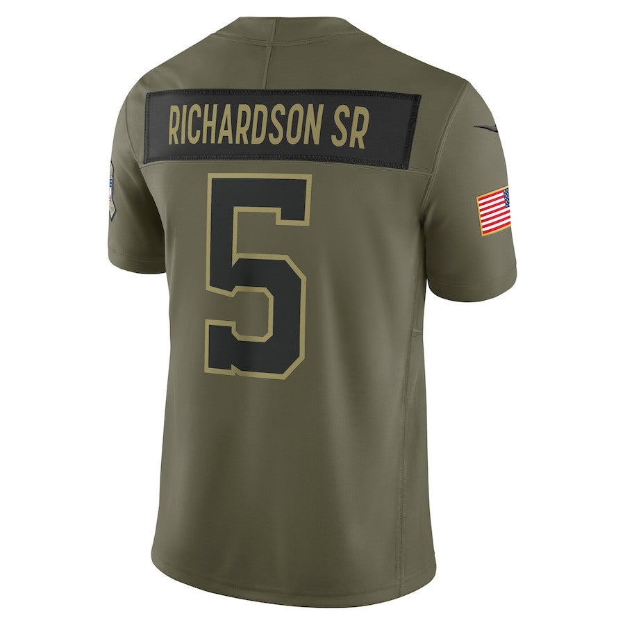 Anthony Richardson Sr. 5 Indianapolis Colts 2025 Salute To Service Men Jersey - Olive