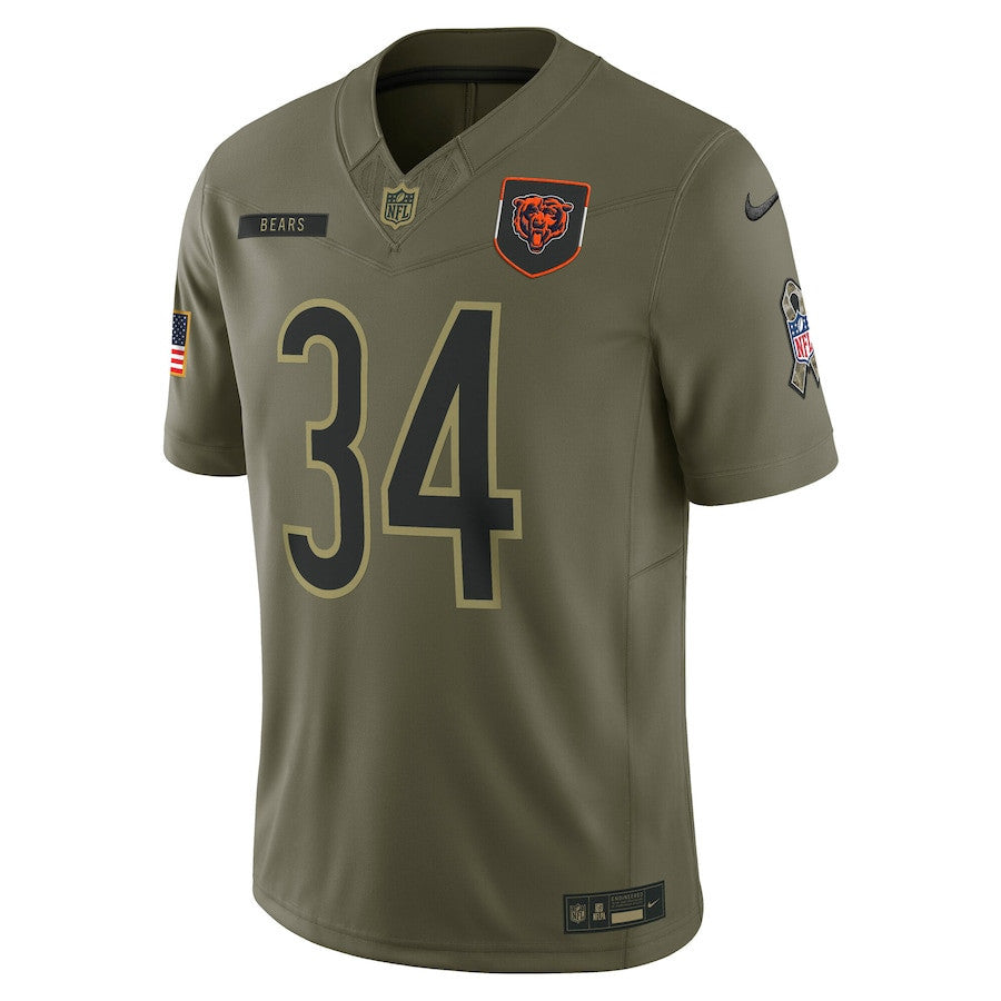 Walter Payton 34 Chicago Bears 2025 Salute To Service Men Jersey - Olive