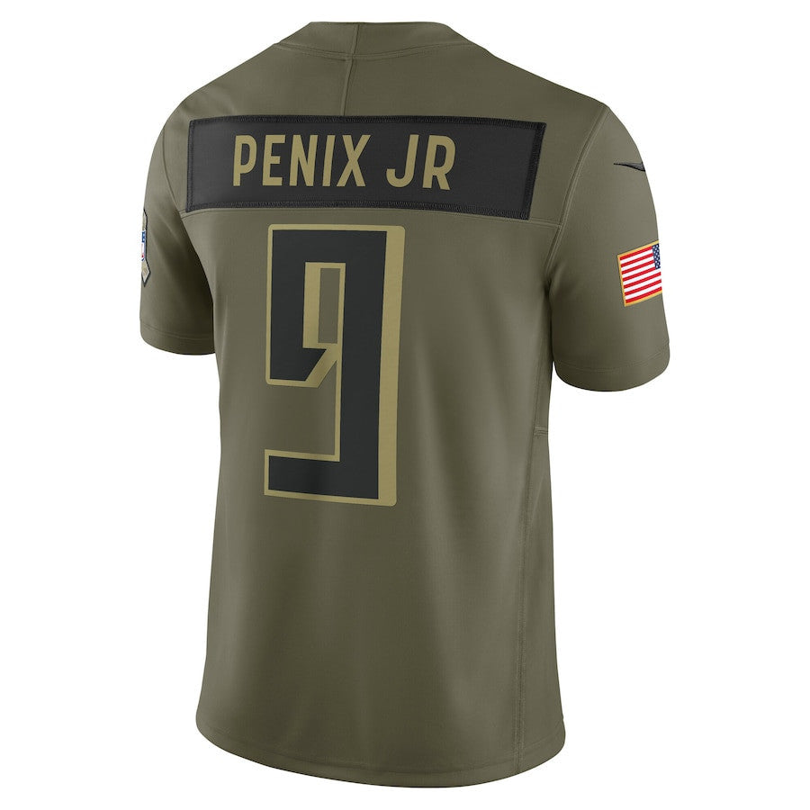 Michael Penix Jr. 9 Atlanta Falcons 2025 Salute To Service Men Jersey - Olive