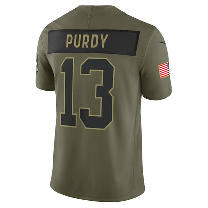 Brock Purdy 13 San Francisco 49ers 2025 Salute To Service Men Jersey - Olive