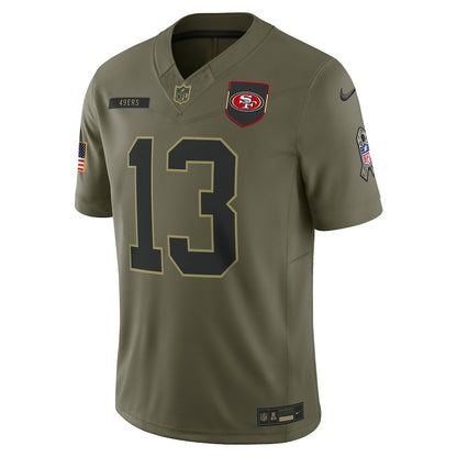 Brock Purdy 13 San Francisco 49ers 2025 Salute To Service Men Jersey - Olive