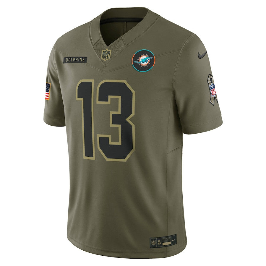Dan Marino 13 Miami Dolphins 2025 Salute To Service Men Jersey - Olive