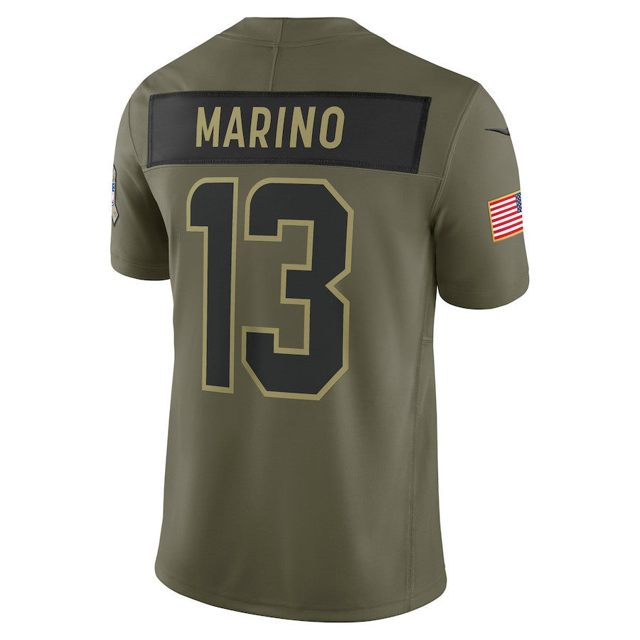 Dan Marino 13 Miami Dolphins 2025 Salute To Service Men Jersey - Olive