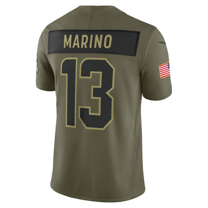 Dan Marino 13 Miami Dolphins 2025 Salute To Service Men Jersey - Olive