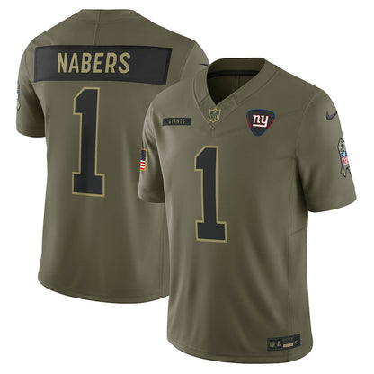 Malik Nabers 1 New York Giants 2025 Salute To Service Men Jersey - Olive