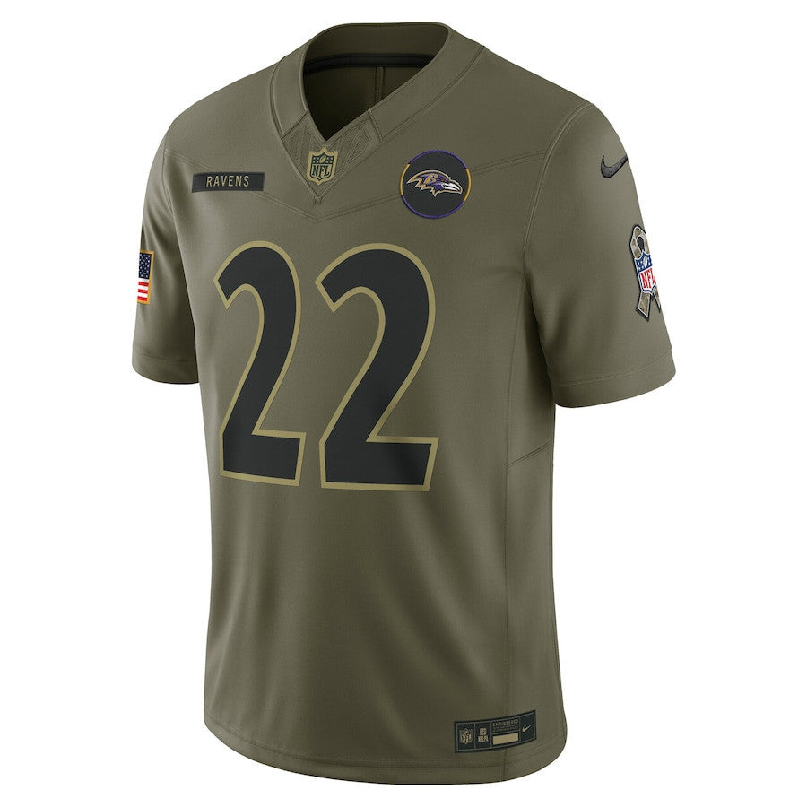 Derrick Henry 22 Baltimore Ravens 2025 Salute To Service Men Jersey - Olive