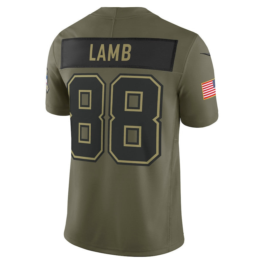 CeeDee Lamb 88 Dallas Cowboys 2025 Salute To Service Men Jersey - Olive