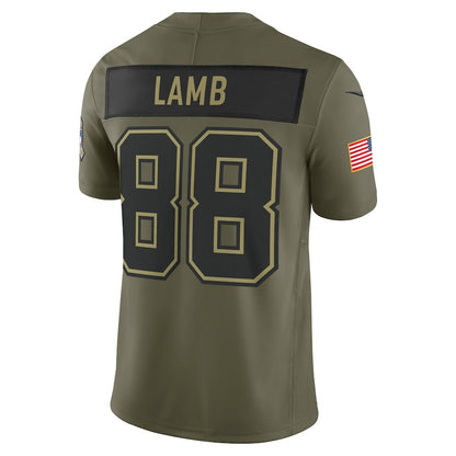 CeeDee Lamb 88 Dallas Cowboys 2025 Salute To Service Men Jersey - Olive