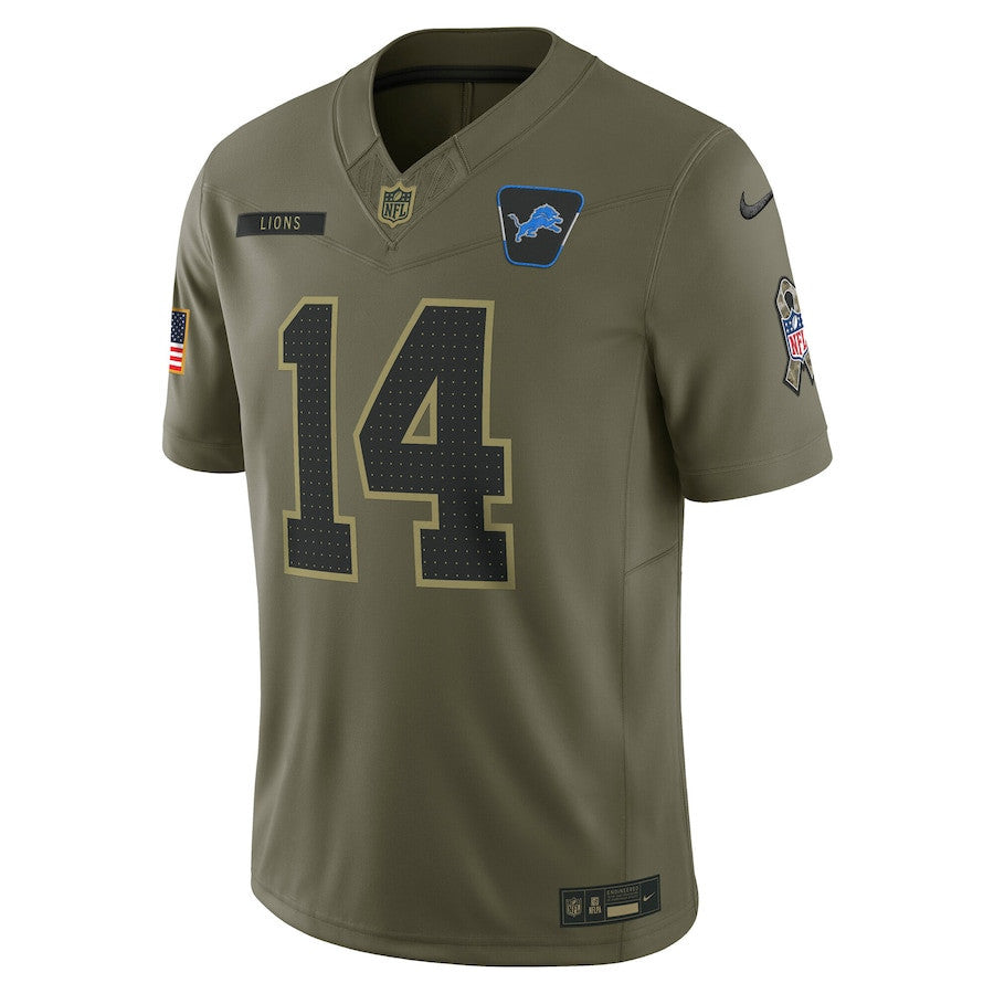 Amon-Ra St. Brown 14 Detroit Lions 2025 Salute To Service Men Jersey - Olive