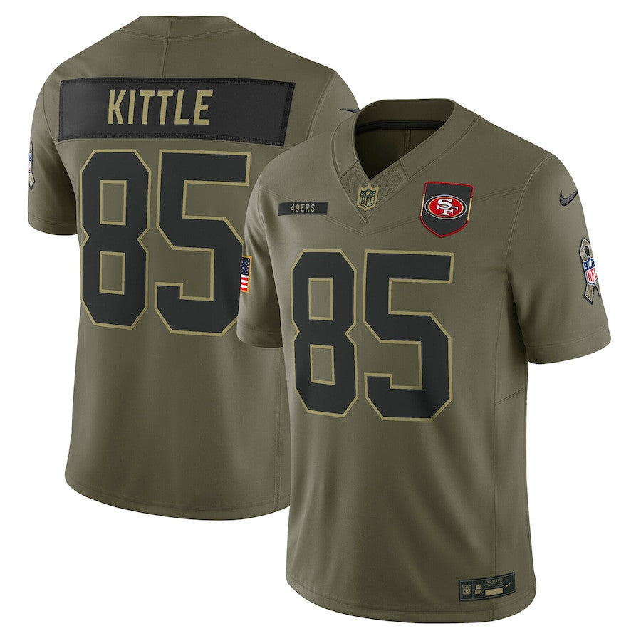 George Kittle 85 San Francisco 49ers 2025 Salute To Service Men Jersey - Olive
