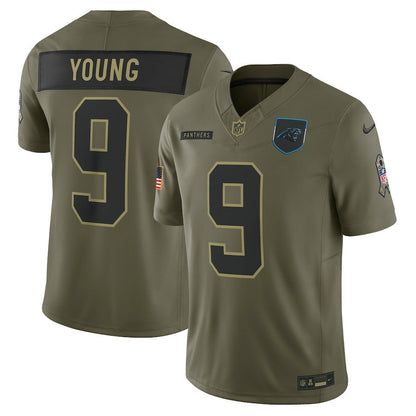 Bryce Young 9 Carolina Panthers 2025 Salute To Service Men Jersey - Olive