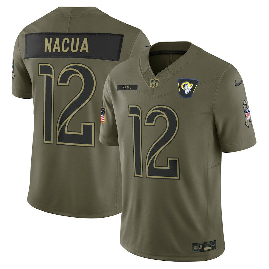Puka Nacua 12 Los Angeles Rams 2025 Salute To Service Men Jersey - Olive