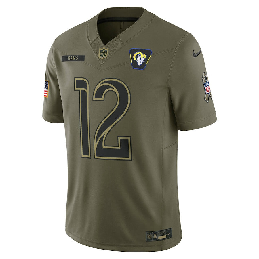 Puka Nacua 12 Los Angeles Rams 2025 Salute To Service Men Jersey - Olive