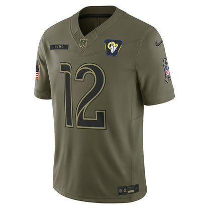 Puka Nacua 12 Los Angeles Rams 2025 Salute To Service Men Jersey - Olive