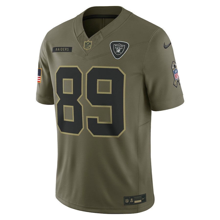 Brock Bowers 89 Las Vegas Raiders 2025 Salute To Service Men Jersey - Olive