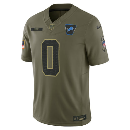 Jahmyr Gibbs 0 Detroit Lions 2025 Salute To Service Men Jersey - Olive