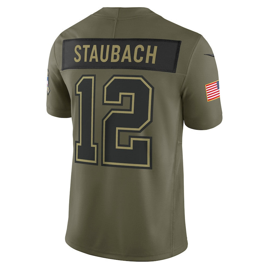 Roger Staubach 12 Dallas Cowboys 2025 Salute To Service Men Jersey - Olive