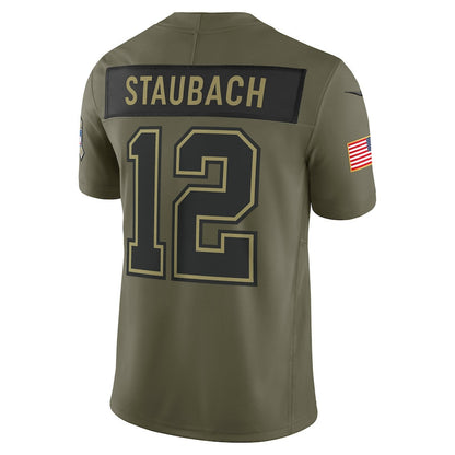 Roger Staubach 12 Dallas Cowboys 2025 Salute To Service Men Jersey - Olive