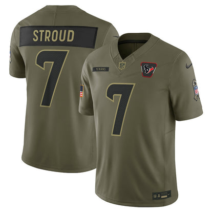 C.J. Stroud 7 Houston Texans 2025 Salute To Service Men Jersey - Olive