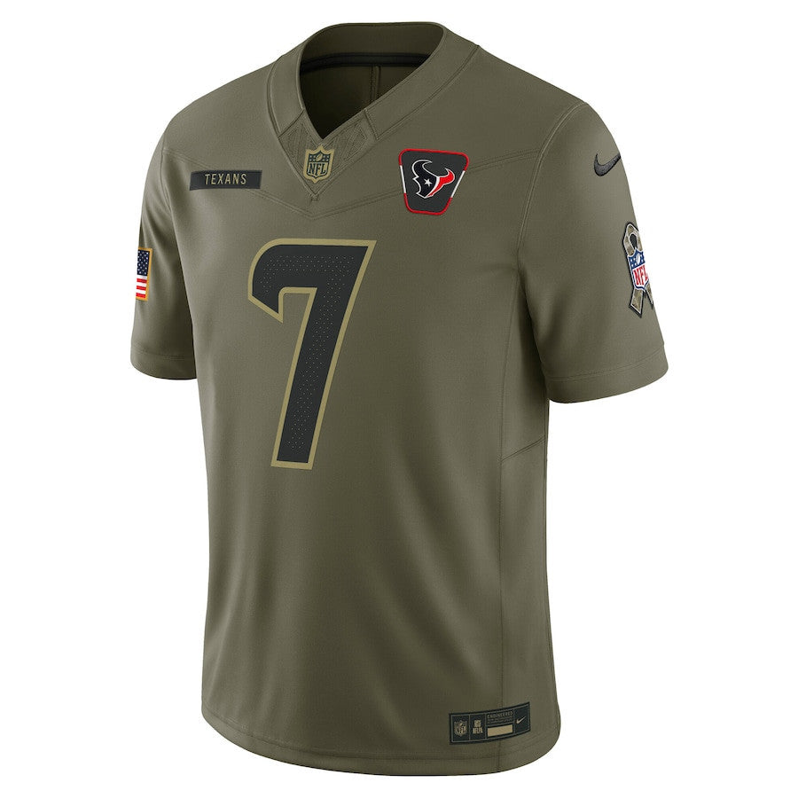 C.J. Stroud 7 Houston Texans 2025 Salute To Service Men Jersey - Olive