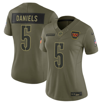 Jayden Daniels 5 Washington Commanders Women's 2025 Salute to Service Limited Jersey - Olive