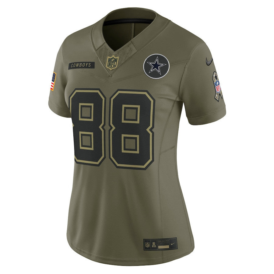 CeeDee Lamb 88 Dallas Cowboys Women's 2025 Salute to Service Limited Jersey - Olive
