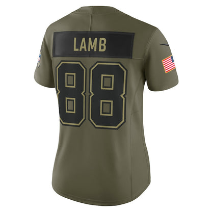 CeeDee Lamb 88 Dallas Cowboys Women's 2025 Salute to Service Limited Jersey - Olive