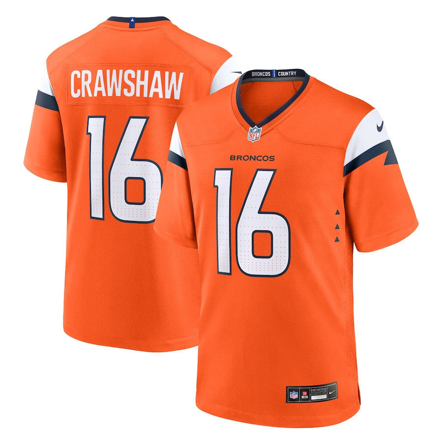 Jeremy Crawshaw 16 Denver Broncos Team Game Men Jersey - Orange