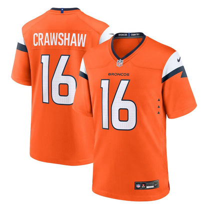 Jeremy Crawshaw 16 Denver Broncos Team Game Men Jersey - Orange