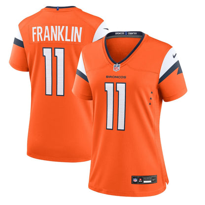 Troy Franklin 11 Denver Broncos Women's Team Game Jersey - Orange