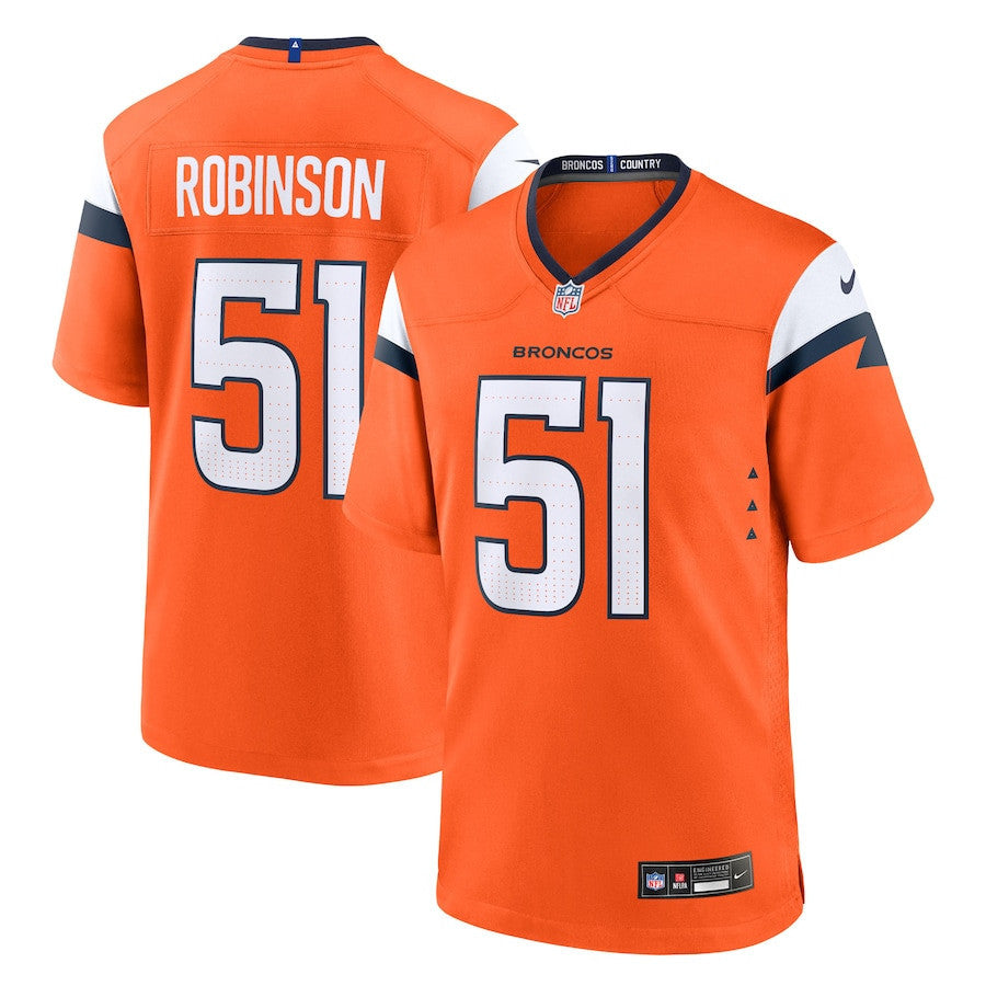Que Robinson 51 Denver Broncos Team Game Men Jersey - Orange
