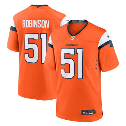 Que Robinson 51 Denver Broncos Team Game Men Jersey - Orange
