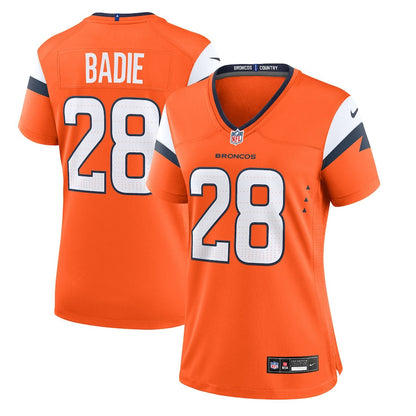 Tyler Badie 28 Denver Broncos Women's Team Game Jersey - Orange