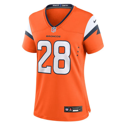 Tyler Badie 28 Denver Broncos Women's Team Game Jersey - Orange