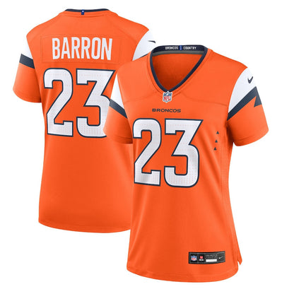 Jahdae Barron 23 Denver Broncos Women's Team Game Jersey - Orange