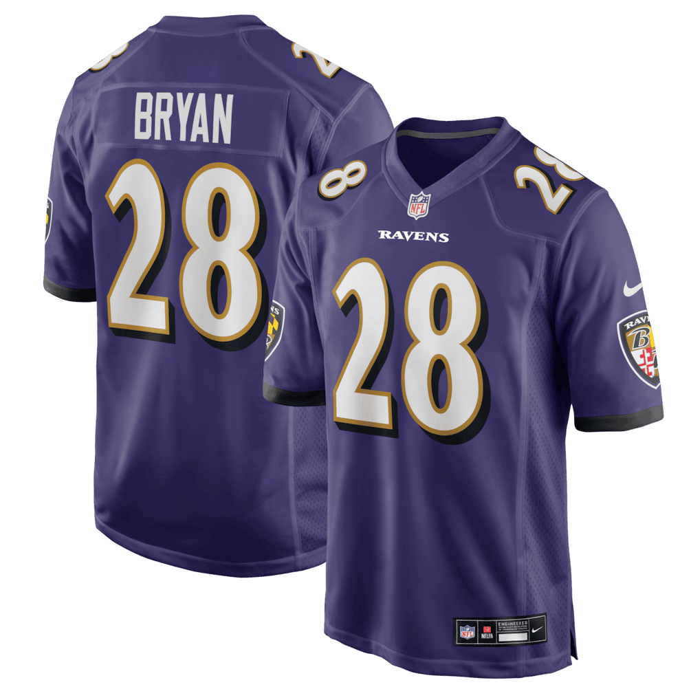 Taven Bryan 28 Baltimore Ravens Team Game Men Jersey - Purple