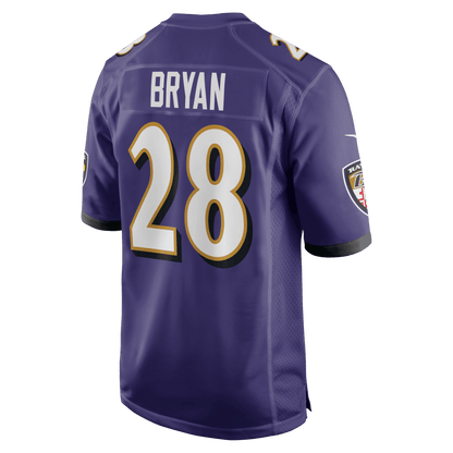 Taven Bryan 28 Baltimore Ravens Team Game Men Jersey - Purple