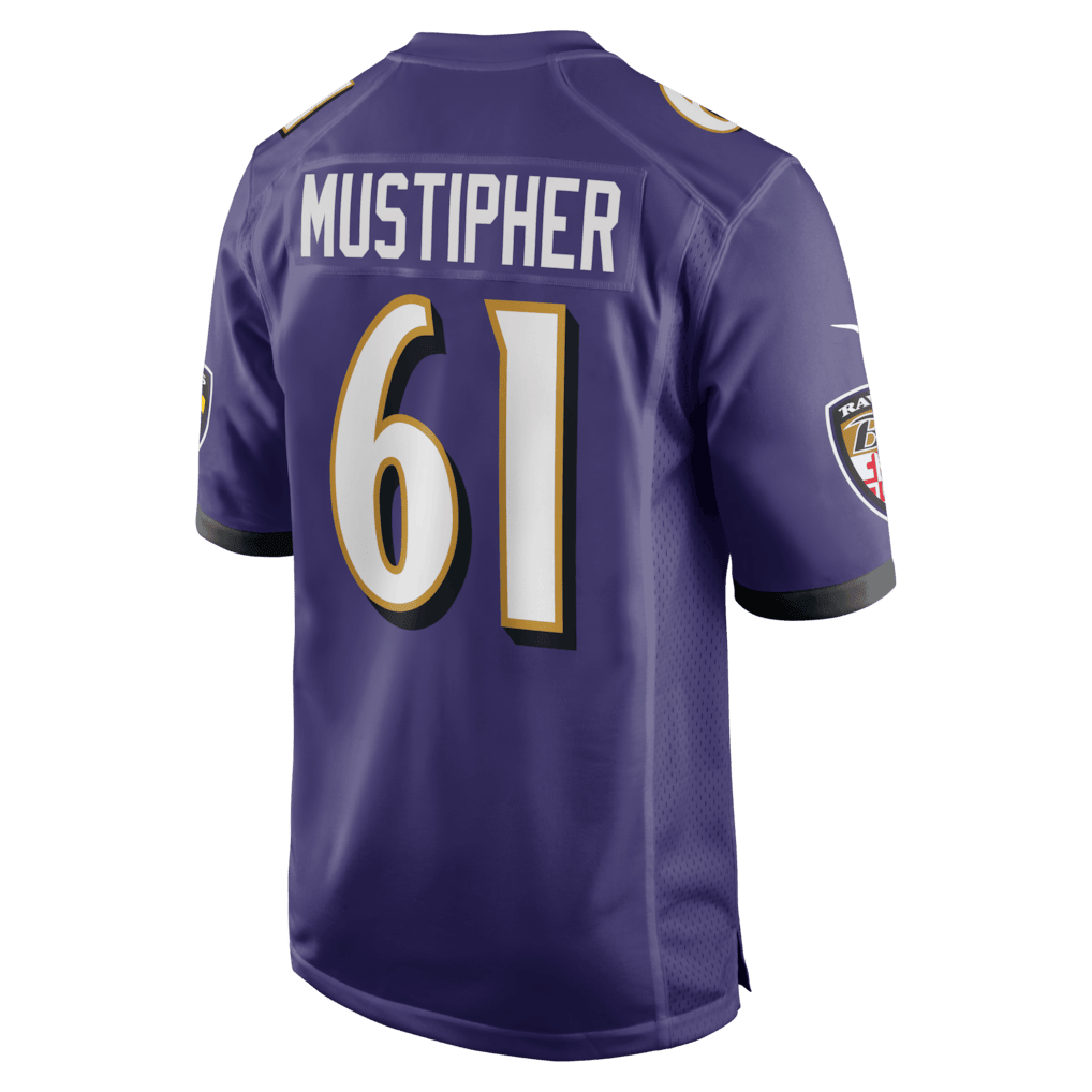 Sam Mustipher 61 Baltimore Ravens Team Game Men Jersey - Purple