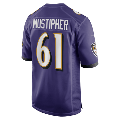 Sam Mustipher 61 Baltimore Ravens Team Game Men Jersey - Purple
