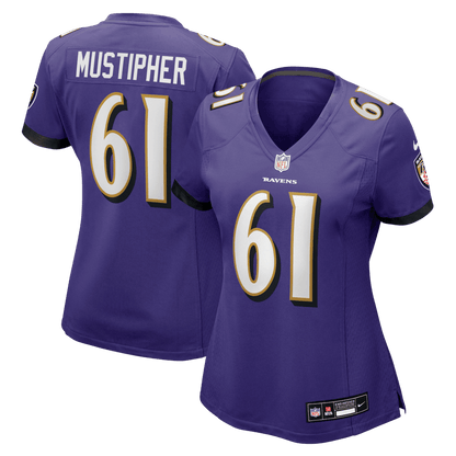 Sam Mustipher 61 Baltimore Ravens Women's Team Game Jersey - Purple