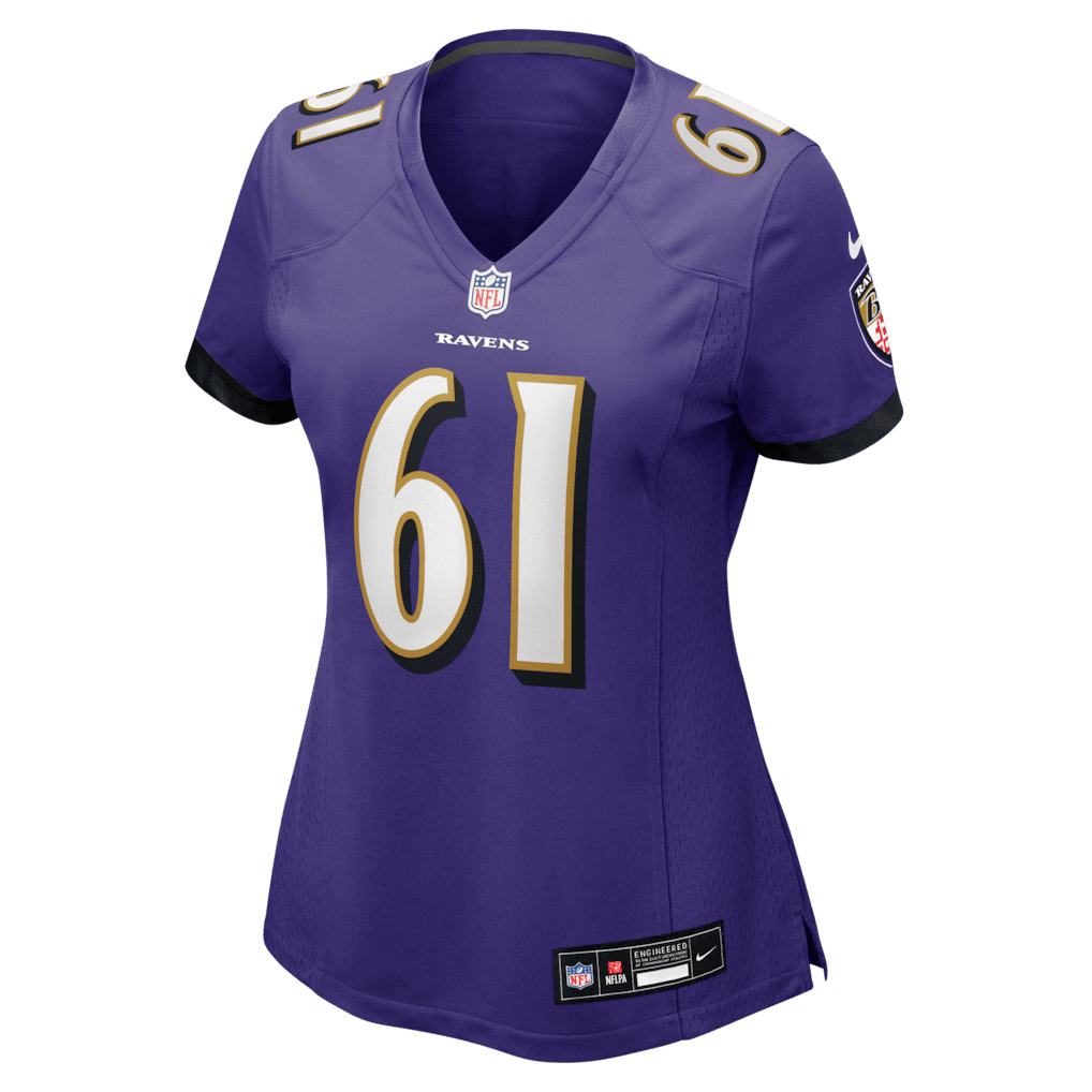 Sam Mustipher 61 Baltimore Ravens Women's Team Game Jersey - Purple